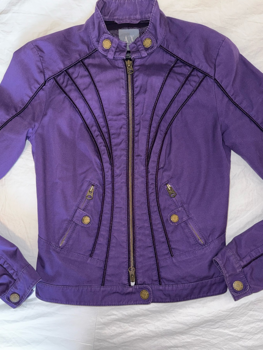 A/X Armani Exchange Purple Women's Zip-Front Jean Jacket